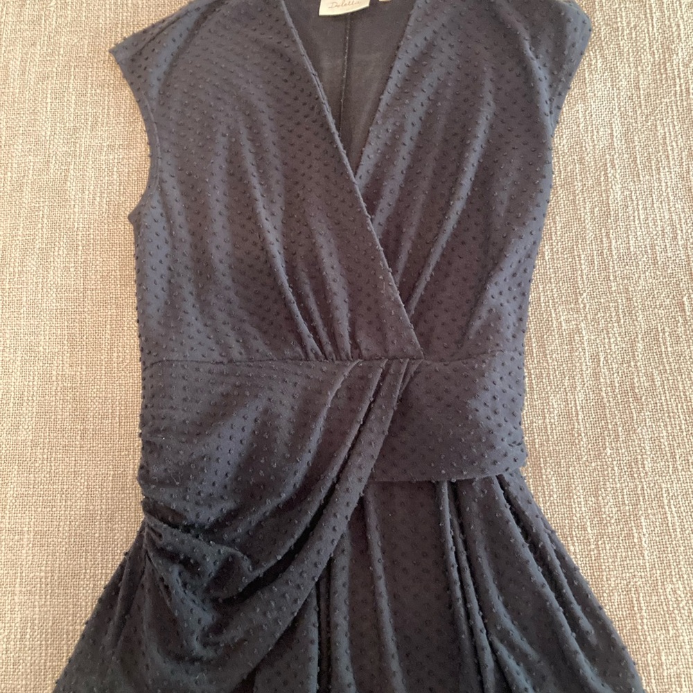 Deletta Black Textured Dot Top